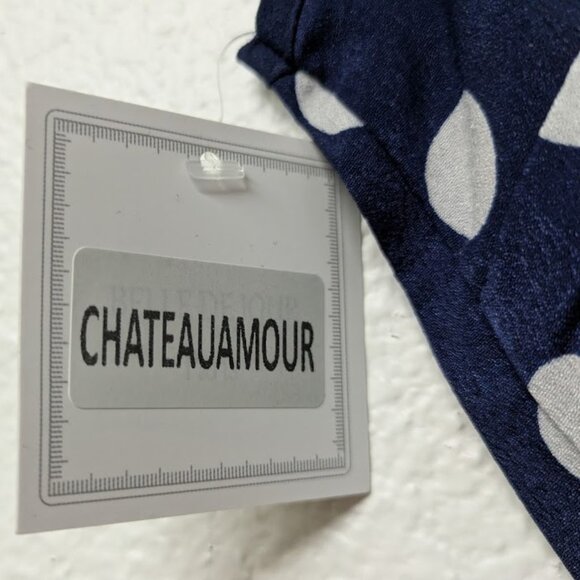 CHATEAUAMOUR Blue Polka Dot Sleeveless Blouson A-line Maxi Dress Sundress - XL - Picture 4 of 6